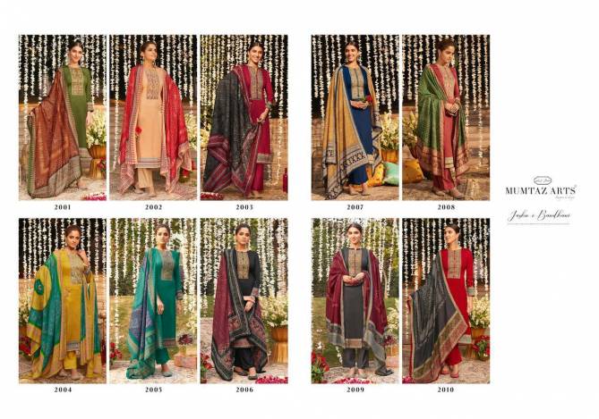 Mumtaz Jash E Bandhani Latest Designer Fancy Wedding Wear Pure Jam Satin Digital Print Heavy Neck Embroidery Work Dress Material Collection
